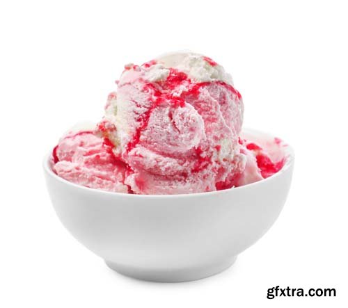 Photo - Tasty Raspberry Ice Cream Isolated - 5xJPGs