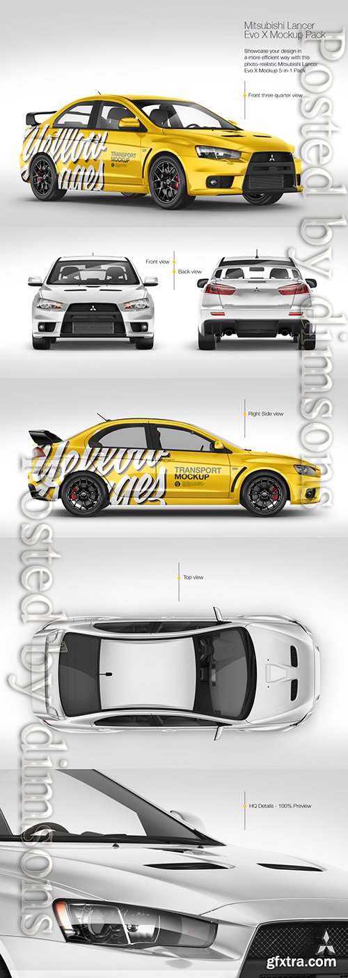 Mitsubishi Lancer Evolution X Mockup Pack