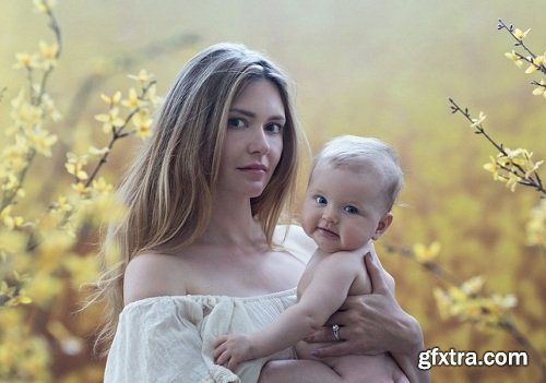 Lola Melani Academy - Studio Magic: Mother and Baby in Yellow Branches [Photoshoot]