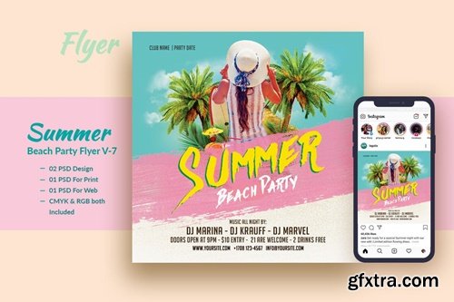 Summer Beach Party Flyer & Instagram Post V7