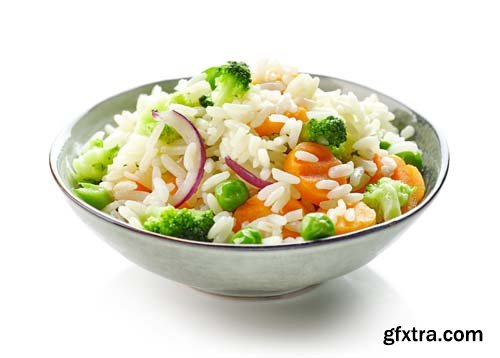 Photo - Bowl Of Rice And Vegetables Isolated - 7xJPGs