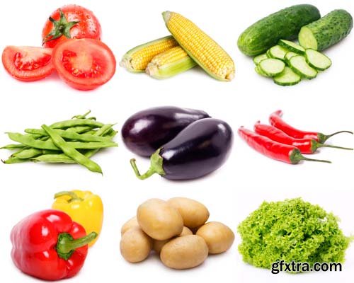 Photo - Colection Of Fresh Vegetables Isolated - 5xJPGS