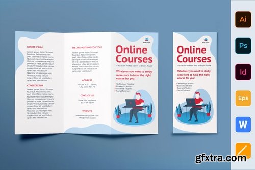 Online Courses Flyer Poster Business Card Trifold Bifold