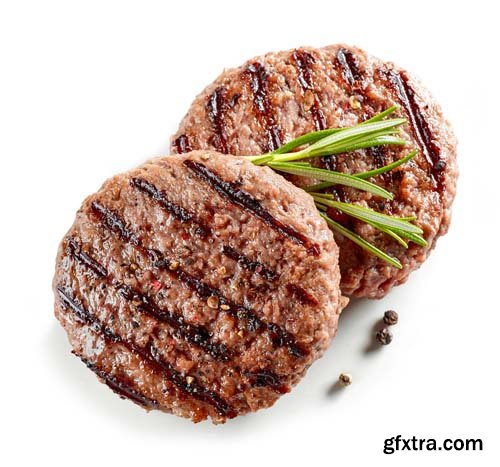 Freshly Grilled Burger Meat Isolated - 8xJPGs