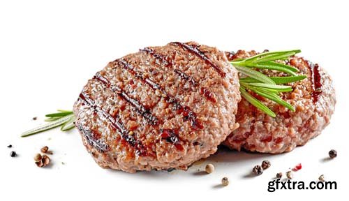 Freshly Grilled Burger Meat Isolated - 8xJPGs