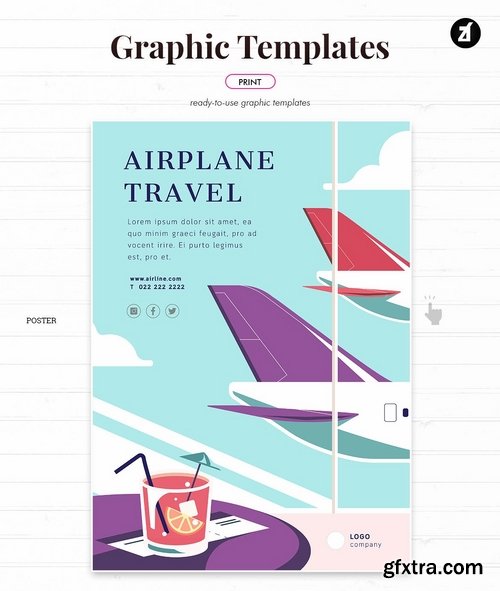 Airplane travel graphic templates