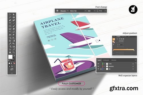 Airplane travel graphic templates