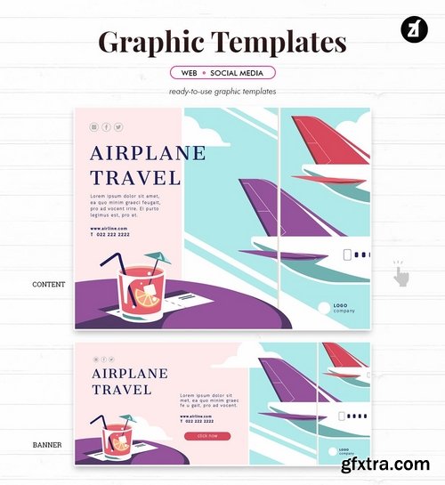 Airplane travel graphic templates