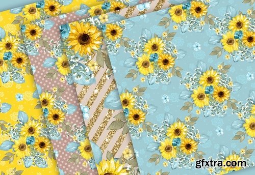 Sunflower Girl design and digital paper pack