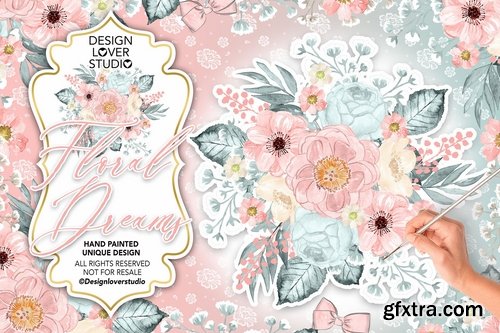 Floral Dreams Blush design  and digital paper pack