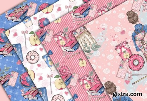 Back to School Clipart  and digital paper pack