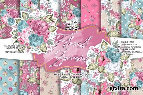 Floral Dreams design and digital paper pack