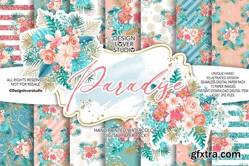 Paradise design and digital paper pack