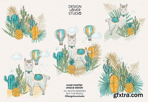 Lama boy design and digital paper pack