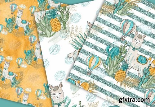 Lama boy design and digital paper pack