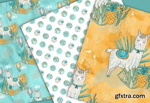 Lama boy design and digital paper pack