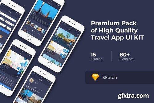 Travel App UI KIT for Photoshop Sketch and XD