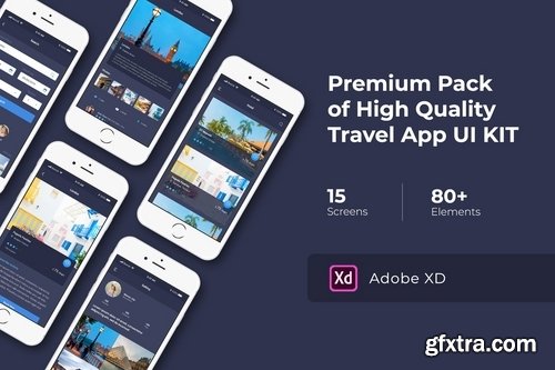 Travel App UI KIT for Photoshop Sketch and XD