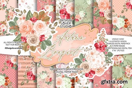 Autumn Bouquet design and digital paper pack