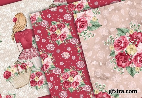 Marsala Girl design and digital paper pack