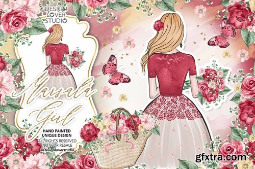 Marsala Girl design and digital paper pack