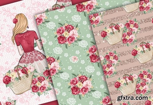 Marsala Girl design and digital paper pack