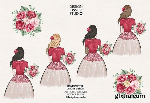 Marsala Girl design and digital paper pack