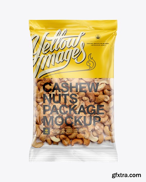 Clear Plastic Pack w/ Cashew Nuts Mockup 11366