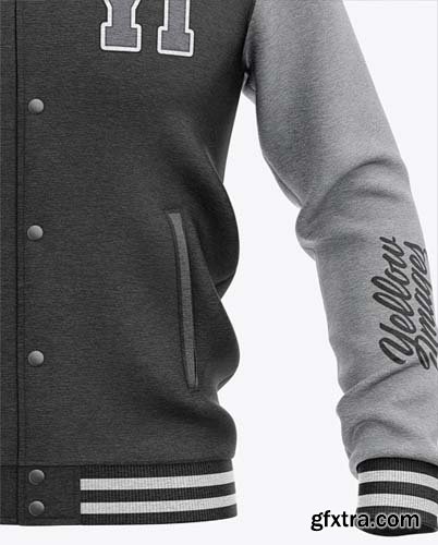 Heather Varsity Jacket Mockup - Front View