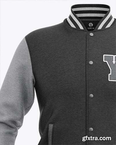 Heather Varsity Jacket Mockup - Front View