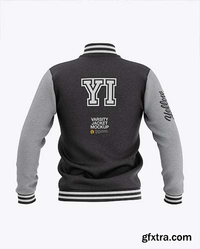 Heather Varsity Jacket Mockup - Back View