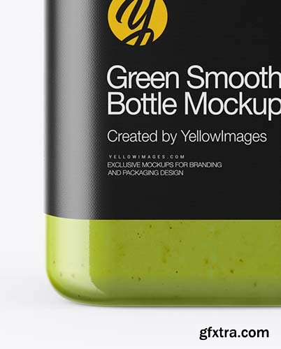 Square Green Smoothie Bottle Mockup