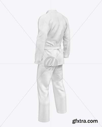 Jiu Jitsu Kimono Mockup (Back Half Side View)