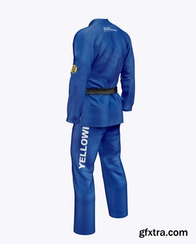 Jiu Jitsu Kimono Mockup (Back Half Side View)