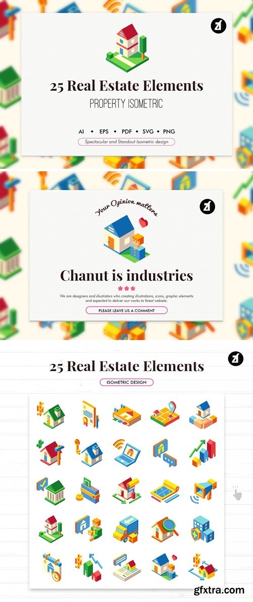 25 Real estate isometric elements