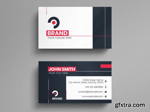 Simple Corporate Business Card Layout with Red Accents 260564162