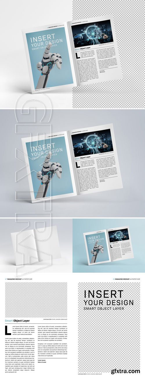 Floating Magazine Mockup on White Background 262107442