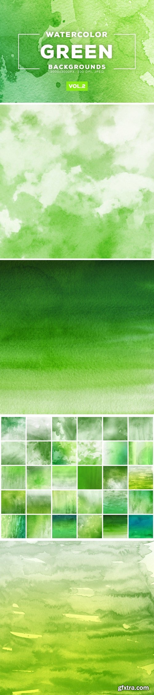 Watercolor Green Backgrounds Vol.2