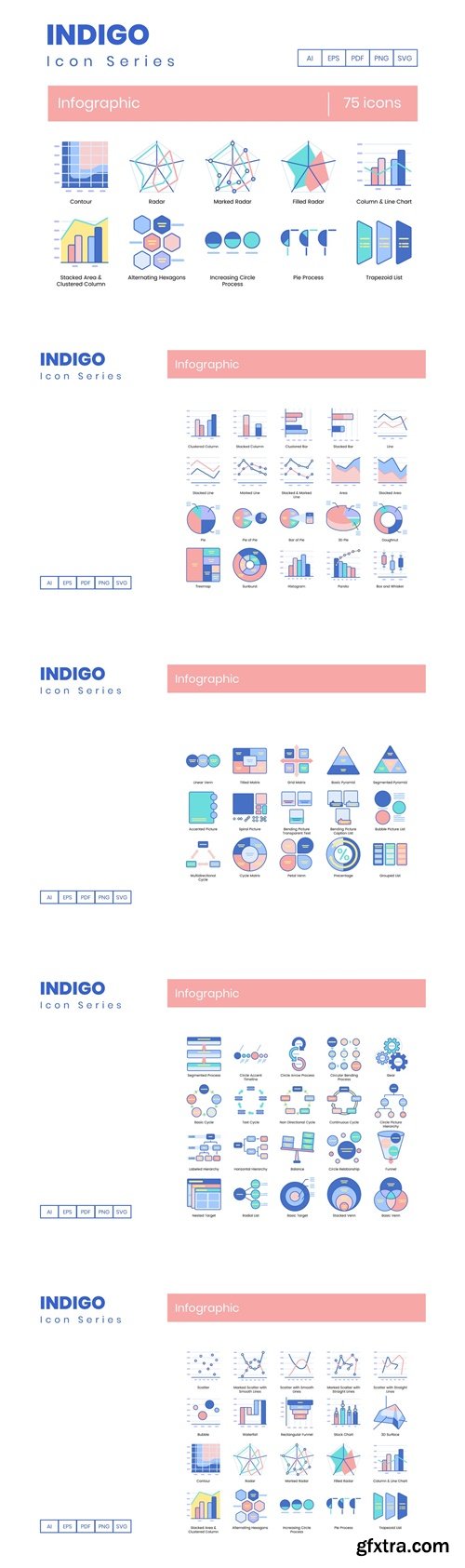 75 Infographic Icons | Indigo Series