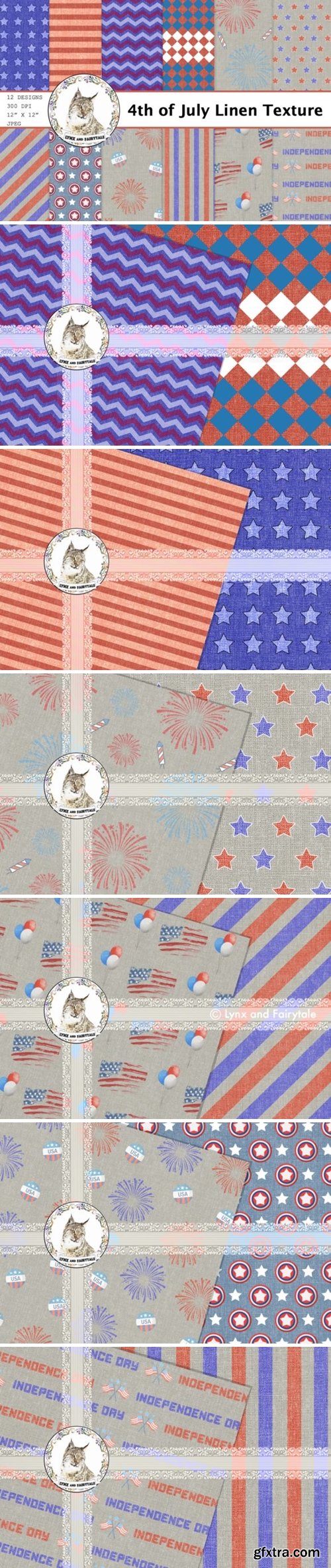 4th of July Linen Texture Paper Pattern