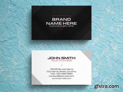 Black And White Business Card with Red Accents 263045014