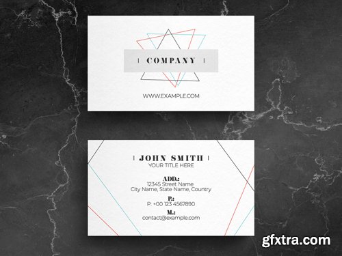 White Business Card Layout with Colorful Thin Line Design 263045088