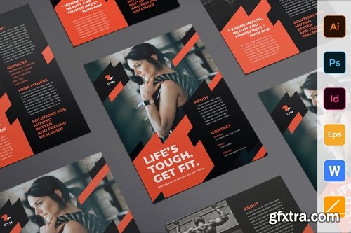 Gym Training Poster Flyer Business Card Brochure Bifold Trifold