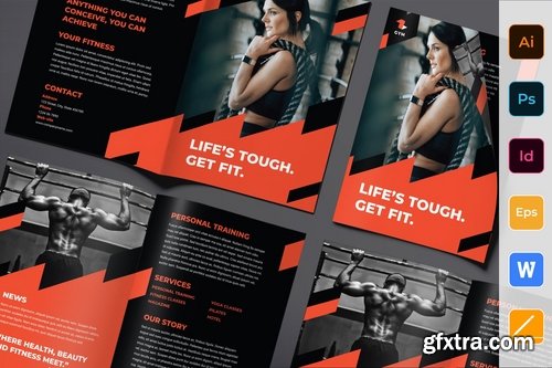 Gym Training Poster Flyer Business Card Brochure Bifold Trifold