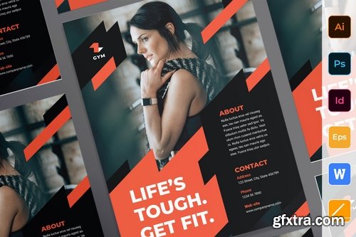 Gym Training Poster Flyer Business Card Brochure Bifold Trifold