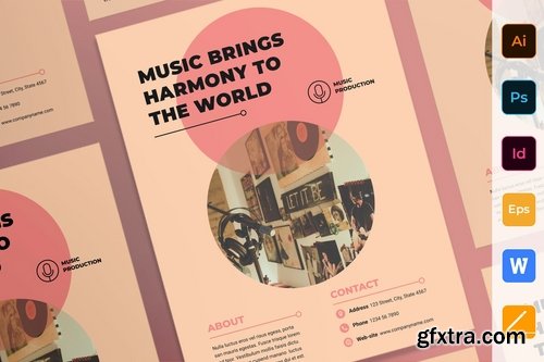 Music Production Poster Flyer Brochure Trifold Bifold Business Card