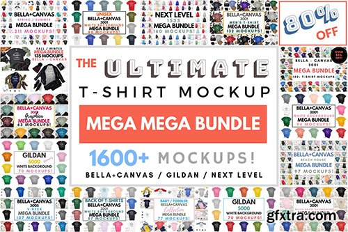 CreativeMarket Ultimate T-Shirt Mockup Mega Bundle 3732431