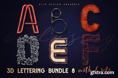 CreativeMarket 3D Lettering Mega Bundle 8 Industry 3074974