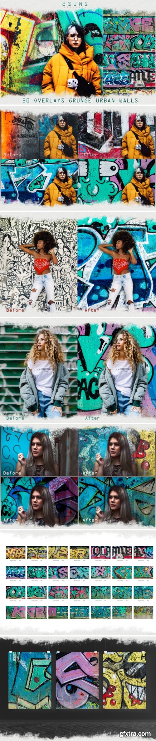 30 Urban Grunge Walls Overlays Vintage