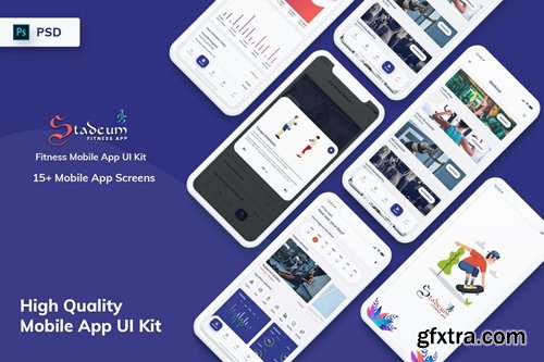 Stadeum - Fitness Mobile App UI Kit (PSD)